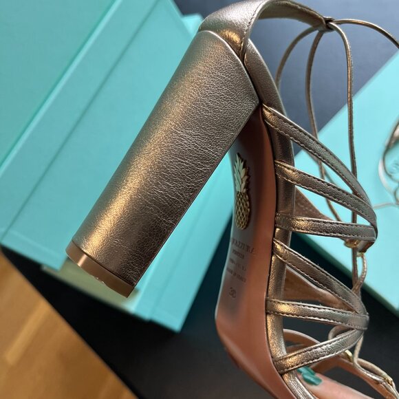 NWT Aquazzura Willow Sandals 105 In Light Copper Cage Style Lace Up High Heels - Picture 12 of 13